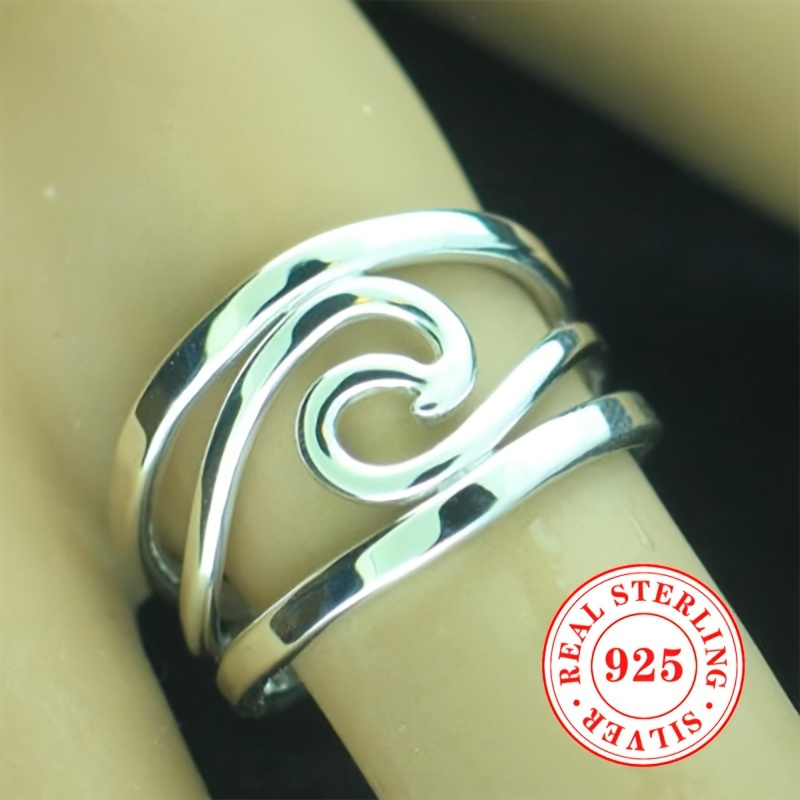 Women's S925 Pure Silver Retro Wide Face Ring
